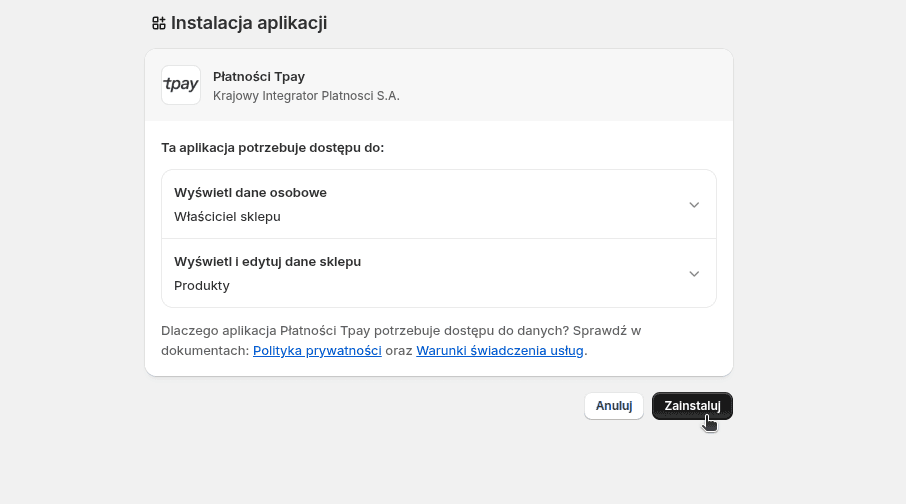 Zainstaluj aplikacje