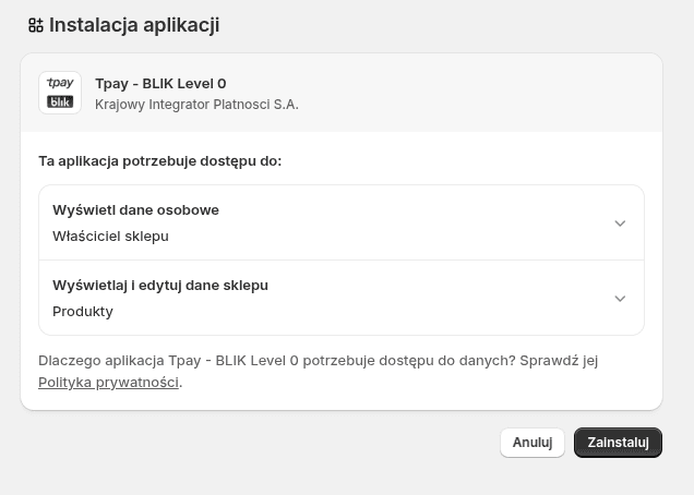 Instalacja krok drugi