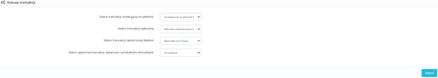 Statusy transakcji